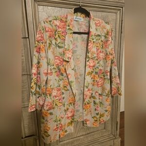 Floral Blazer with Pink and Orange Accents